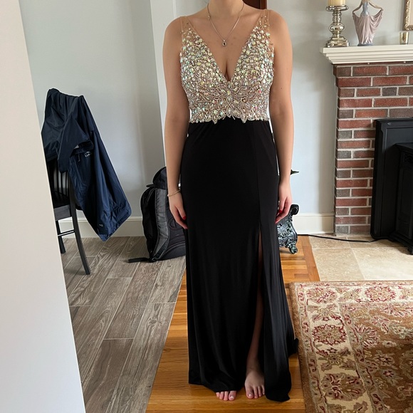 Women's Black Dress Sequin Dress Prom Dress Sequins Pleated Crew Neck  Dresses